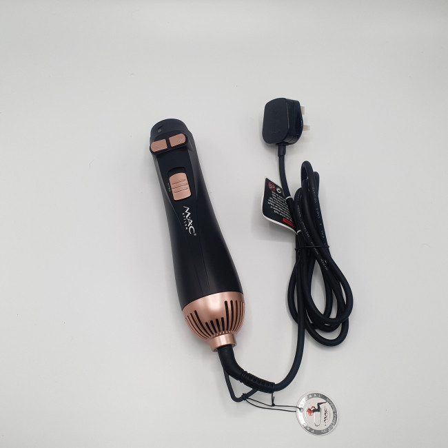 سشوار برسدار چرخشی 1200 وات مک استایلر مدل MC_1515، موتور DC، وزن 620 گرم، دارای سری چرخشی با ویژگی حجمدهندگی، فرکنندگی