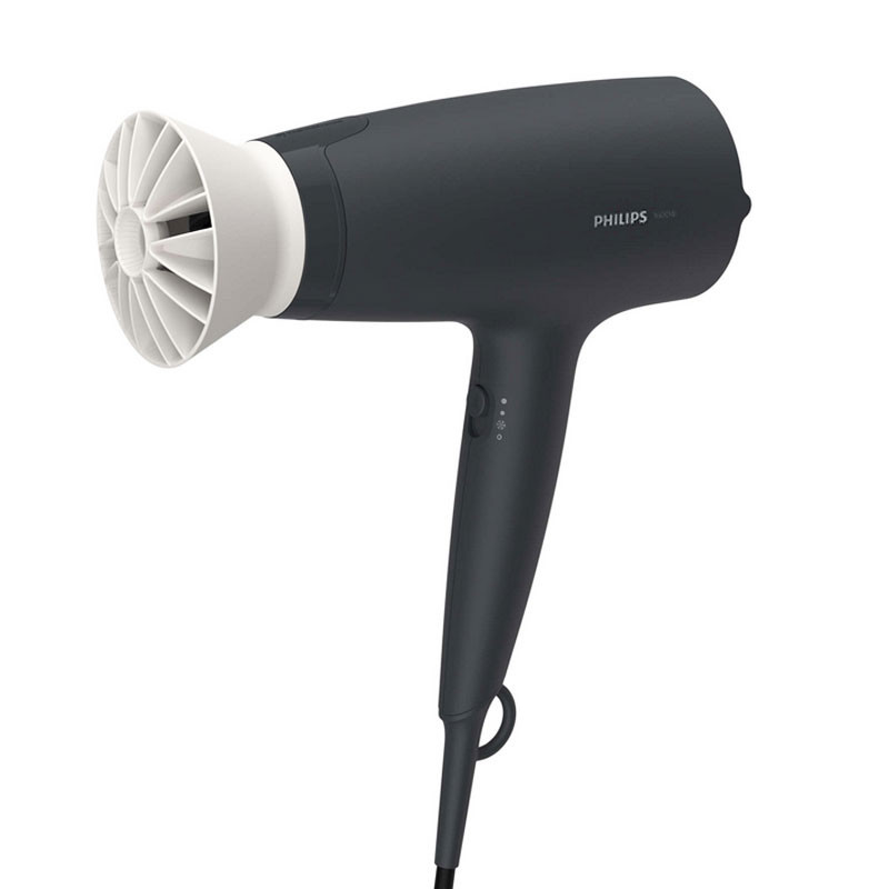 سشوار خانگی 1600 وات فیلیپس مدل BHD302، موتور DC، وزن 280 گرم، دارای سری متمرکزکننده باریک، خشککن ملایم با ویژگی صافکنندگی، با قابلیت باد سرد