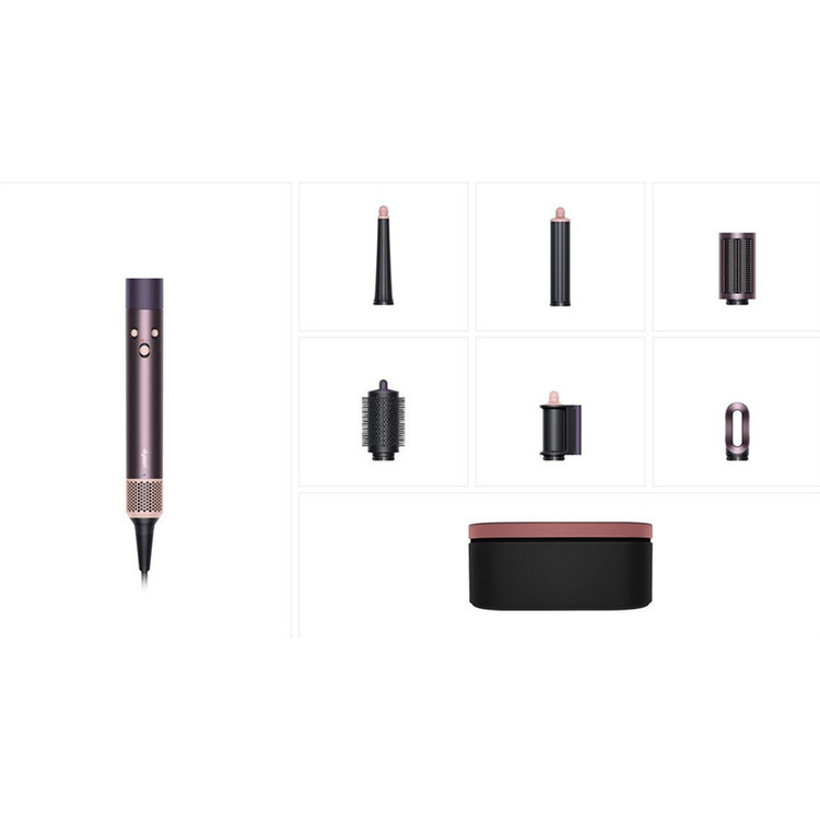 سشوار برسدار حالتدهنده 1300 وات دایسون مدل Airwrap id HS08، موتور AC، وزن 650 گرم، دارای سری شانهدار، سری برسدار گرد پهن، خشککن ملایم با ویژگی فرکنندگی، صافکنندگی، حجمدهندگی، با قابلیت فناوری تولید یون