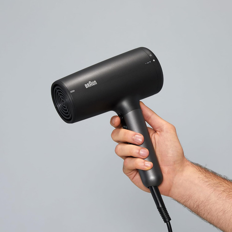 سشوار حرفهای 2100 وات براون مدل HD425، موتور DC، وزن 500 گرم، دارای سری دیسپانسر، متمرکزکننده باریک با ویژگی فرکنندگی، صافکنندگی، حجمدهندگی، با قابلیت تنظیم دما