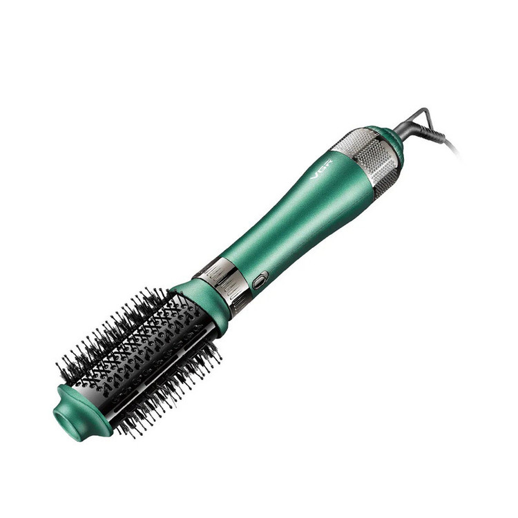 سشوار برسدار حالتدهنده 1000 وات وی جی ار مدل V-493، موتور DC، وزن 300 گرم، المنت سرامیک، دارای سری متمرکزکننده باریک، متمرکزکننده پهن، سری برسدار گرد پهن، سری برسدار تخت با ویژگی صافکنندگی، حجمدهندگی، با قابلیت باد سرد
