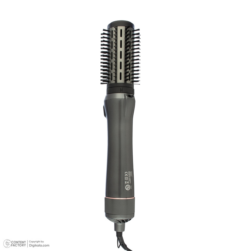 سشوار برسدار چرخشی 240 وات پرنسلی مدل PR312AT، موتور DC، وزن 1430 گرم، دارای سری شانهدار، سری برسدار گرد پهن، سری چرخشی، کیف نگهدارنده، سری دندانهدار با ویژگی فرکنندگی، صافکنندگی، حجمدهندگی