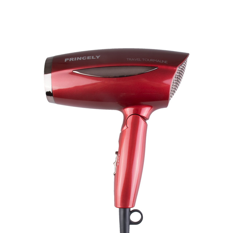 سشوار خانگی پرنسلی مدل 261 با موتور DC، توان 1800 وات، فناوری تولید یون، تنظیم دما در سه حالت، تنظیم سرعت در دو حالت، قابلیت باد سرد، دارای سری متمرکزکننده پهن و حلقه آویختن