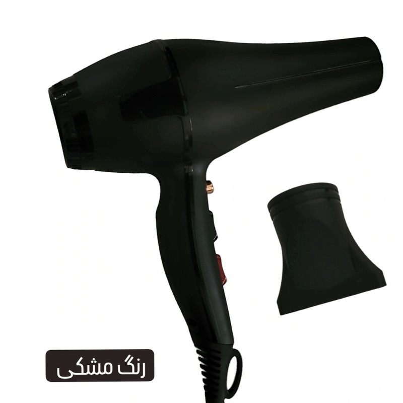 سشوار حرفهای مدل PR0FESSI0N، موتور AC، توان مصرفی 9000 وات، دارای قابلیت باد سرد، فناوری تولید یون، دارای عملکرد پخش گرما، تعویض سری، طراحی ارگونومیک، وزن 540 گرم، با حالت حجمدهنده، تنظیم حرارت 3 حالته و کنترل سرعت 2 حالته، به همراه سری متمرکزکننده پهن