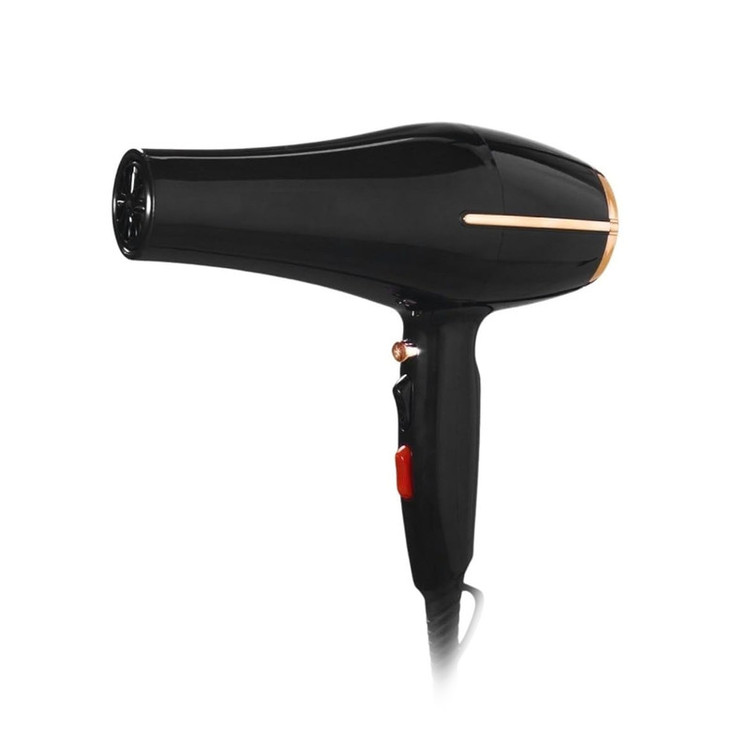 سشوار حرفهای مدل pro_9000w، موتور AC با توان مصرفی 9000 وات، دارای قابلیت تعویض سری، باد سرد و فناوری تولید یون، طراحی ارگونومیک، با حالت صافکننده و حجمدهنده، وزن 574 گرم، تنظیم حرارت 3 حالته و کنترل سرعت 2 حالته، به همراه 1 عدد سری متمرکزکننده