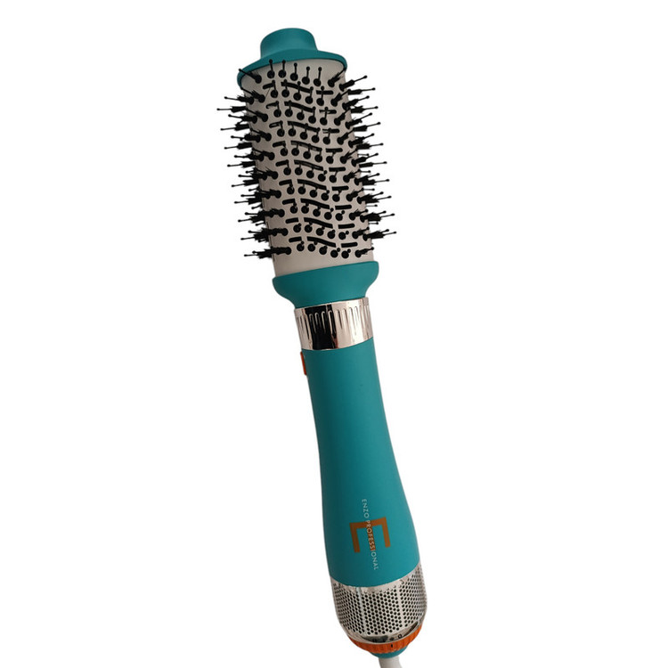 سشوار حرفهای 1500 وات انزو پروفیشینال مدل en-750، موتور DC، وزن 950 گرم، المنت سرامیک، دارای سری خشککن ملایم، دیسپانسر، سری برسدار تخت، سری برسدار گرد پهن، سری شانهدار با ویژگی فرکنندگی، صافکنندگی، حجمدهندگی، با قابلیت تنظیم دما