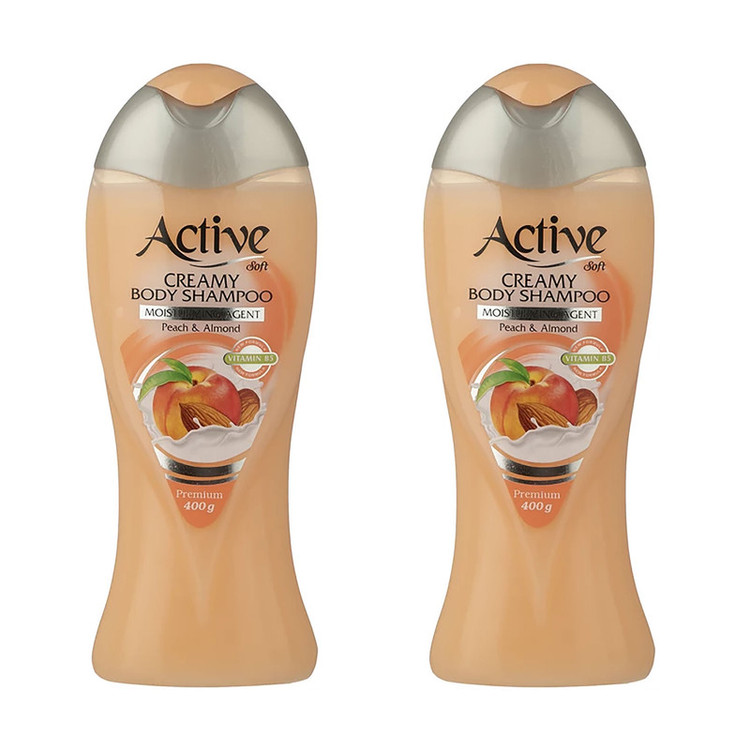 شامپو بدن اکتیو مدل Peach And Almond وزن 400 گرم مجموعه 2 عددی