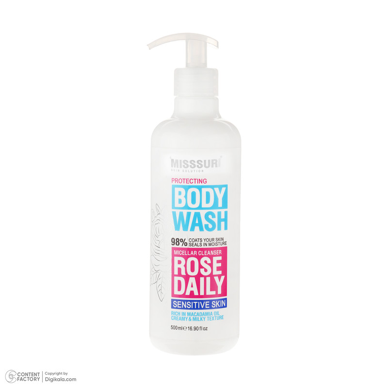 شامپو بدن میسوری مدل Rose Daily با رایحه خنک مناسب برای پوست حساس حجم 500 میلی لیتر