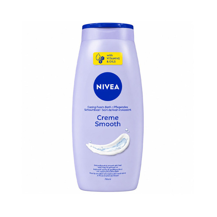 شامپو بدن نیوآ مدل Creme smooth با رایحه روغن بادام مناسب برای انواع پوست حجم 750 میلیلیتر