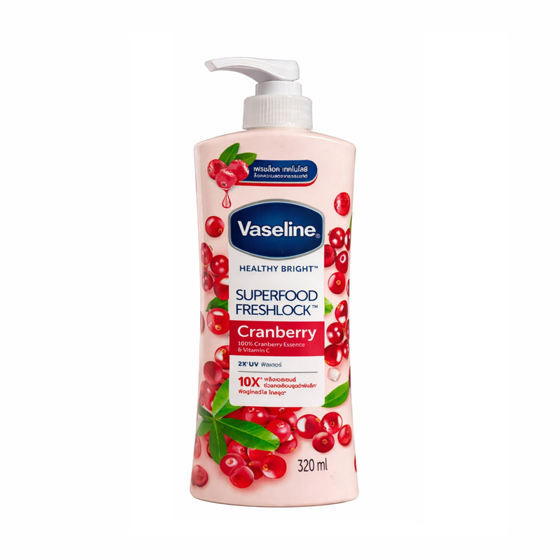 لوسیون بدن کرمی وازلین مدل Cranberry ضد خشکی، مناسب انواع پوست، حجم 320 میلیلیتر
