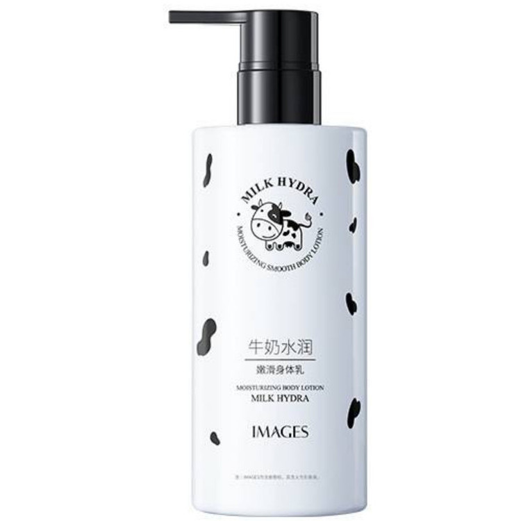 لوسیون بدن کرمی ایمجز مدل شیر گاو وزن 250 گرم مناسب انواع پوست با ویتامینهای تقویتی و خاصیت ضد خشکی و محفظه پمپی
