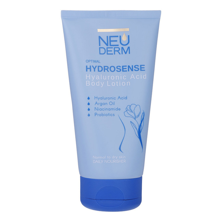 لوسیون بدن نئودرم مدل Hyaluronic Acid حجم 150 میلیلیتر مناسب انواع پوست با خاصیت آبرسانی، نرمکنندگی و تقویتکننده پوست