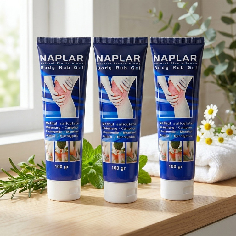ژل ضد درد عضلانی ناپلار مدل Rub Gel حجم 100 میلیلیتر مجموعه 3 عددی با عصاره نعناع، میخک، رزماری و گزنه کاهش التهاب، رفع گرفتگی و تحریک گردش خون موضعی