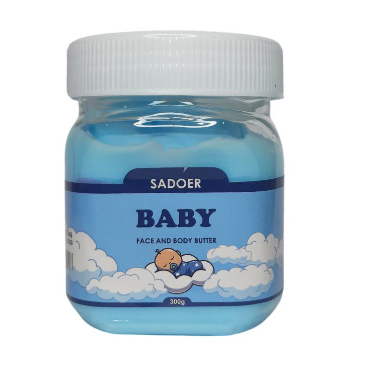 کره بدن سادور مدل Baby وزن 300 گرم بافت کرمی و جذب سریع، مرطوبکننده و ضد خشکی، فرمول بدون پارابن و مواد حساسیتزا، حاوی ویتامین E برای تغذیه و محافظت پوست، مناسب بانوان و آقایان