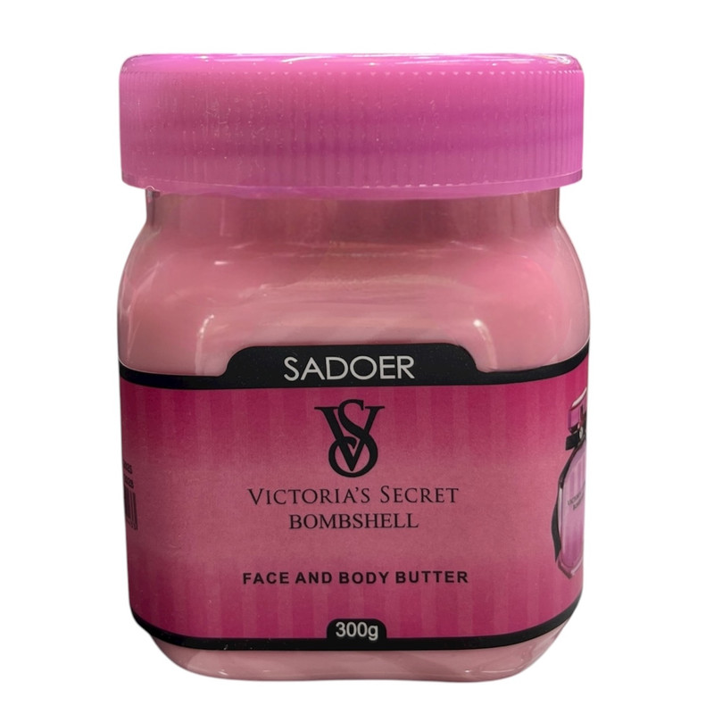 کره بدن سادور مدل Victoria Secret وزن 300 گرم مناسب انواع پوست، ضد خشکی، ضد اگزما، ضد آفتابسوختگی، ضد حساسیت، ضد ترک و مرطوبکننده با بستهبندی پلاستیکی فلیپتاپ