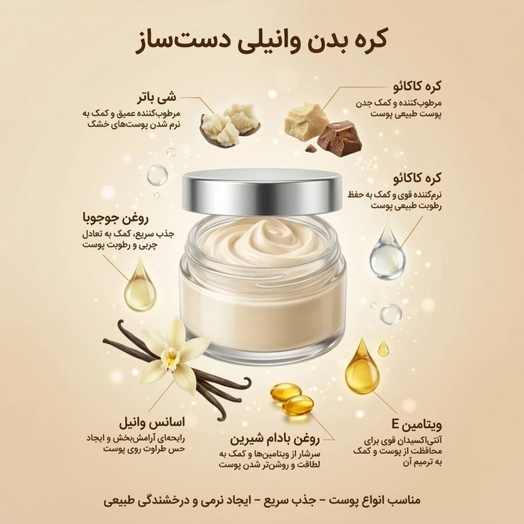 کره بدن گیاهی شی باتر مدل وانیل حجم 120 میلیلیتر