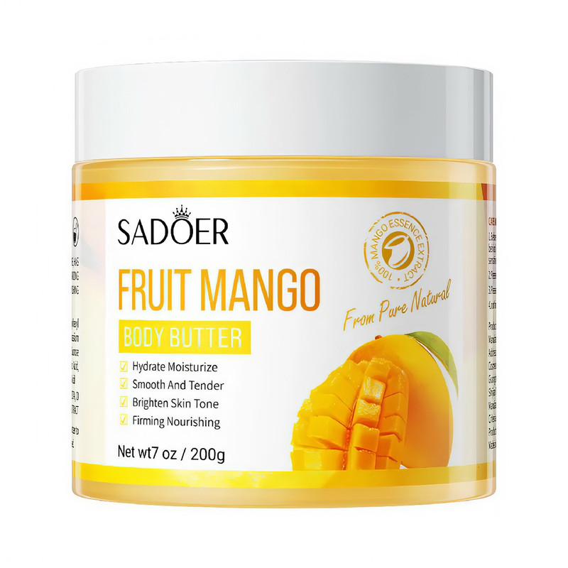 کره بدن سادور مدل Mango وزن 205 میلیلیتر مرطوبکننده سبک با خواص آنتیاکسیدانی و ضدالتهابی، مناسب انواع پوست، ترمیمکننده و ضد خشکی پوست، دارای اسیدهای چرب اشباع شده و ترکیبات تریترپن
