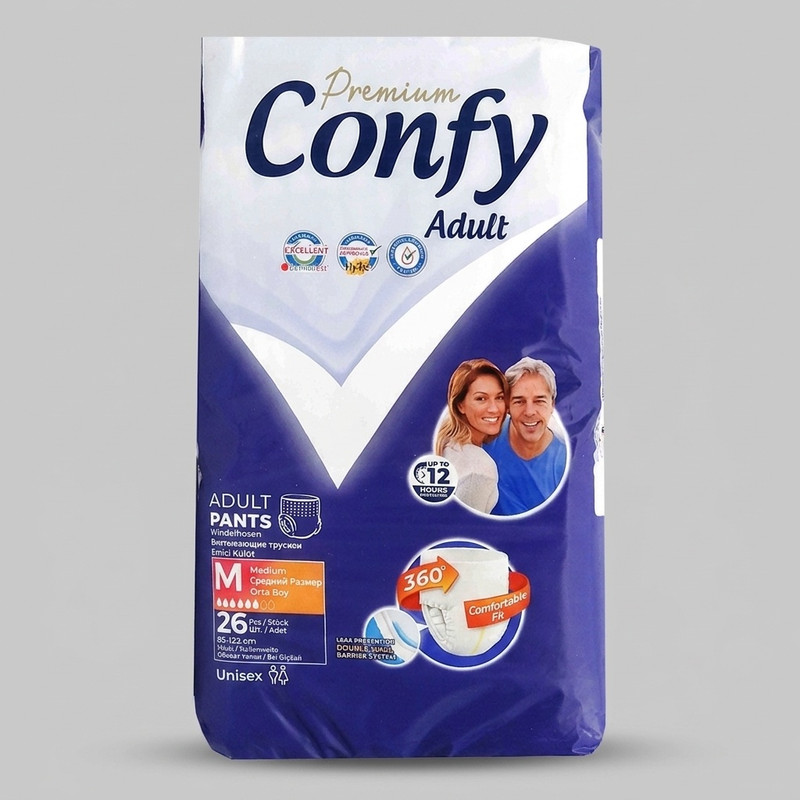 پوشک شورتی بزرگسال کانفی مدل پریمیوم سایز متوسط بسته 26 عددی