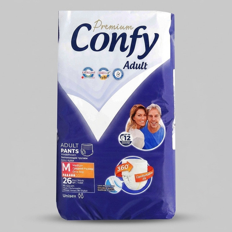 پوشک شورتی بزرگسال کانفی مدل پریمیوم سایز متوسط بسته 26 عددی