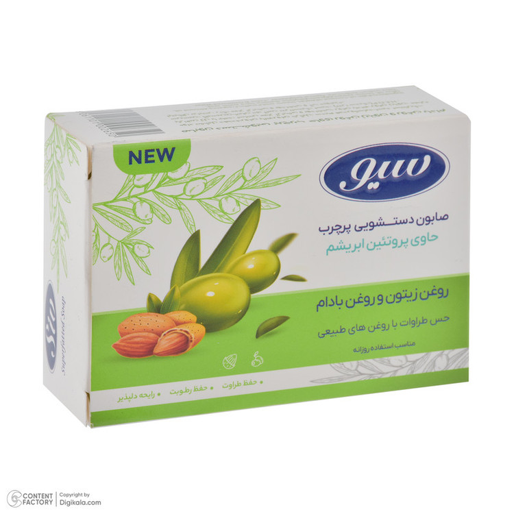 صابون شستشو صورت و بدن سیو مدل روغن زیتون و بادام مناسب برای انواع پوست وزن 125 گرم