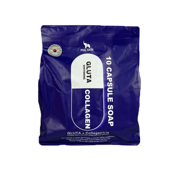 صابون شستشو ضد چروک صورت و بدن فیل اسکین مدل collagen مناسب برای انواع پوست وزن 105 گرم بسته 10 عددی