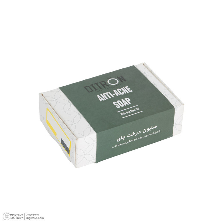 صابون شستشو ضد آکنه صورت دیترون مدل درخت چای مناسب برای پوست آکنهای وزن 110 گرم بسته 2 عددی