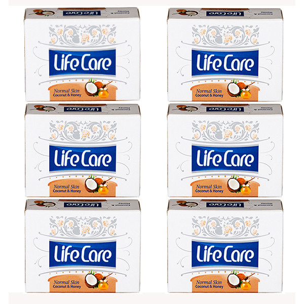 صابون شستشو لایف کر مدل Coconut & Honey وزن 90 گرم بسته 6 عددی