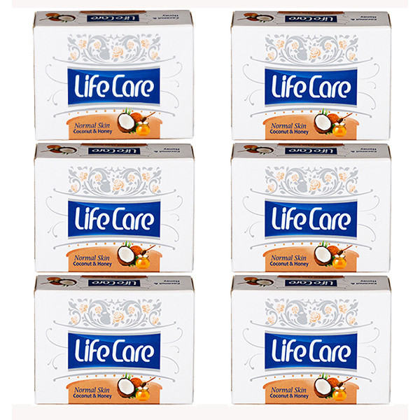 صابون شستشو لایف کر مدل Coconut & Honey وزن 90 گرم بسته 6 عددی