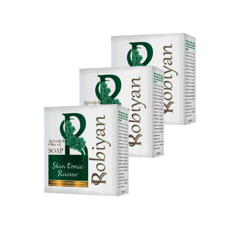صابون شستشو لایهبردار روبیان مدل آووکادو و روغن زیتون مناسب برای پوست خشک وزن 100 گرم مجموعه 3 عددی