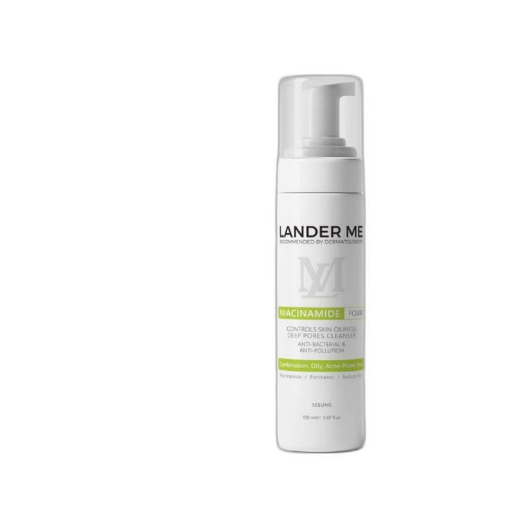 فوم شستشو صورت لندرمی مدل NIACINAMIDE مناسب پوست چرب حجم 150 میلی لیتر