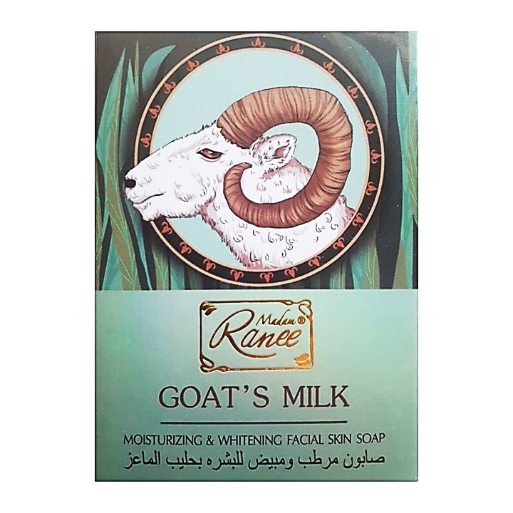 صابون شستشو مرطوبکننده، از بین برنده تیرگی صورت و بدن مادام رانی مدل شیر بز مناسب برای انواع پوست وزن 100 گرم