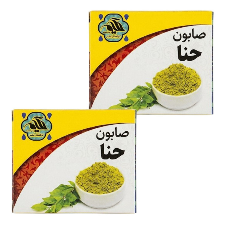 صابون شستشو ضد باکتری صورت و بدن حکیم مدل حنا مناسب برای انواع پوست وزن 50 گرم بسته دو عددی