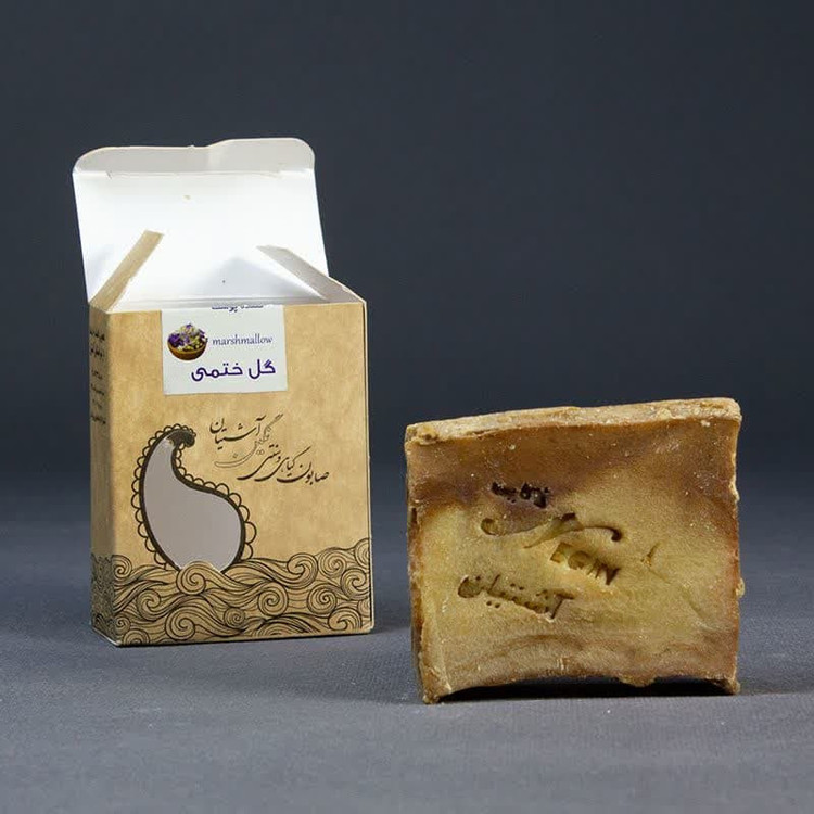 صابون شستشو صابون سنتی آشتیان ذکایی مدل گل ختمی وزن 100 گرم