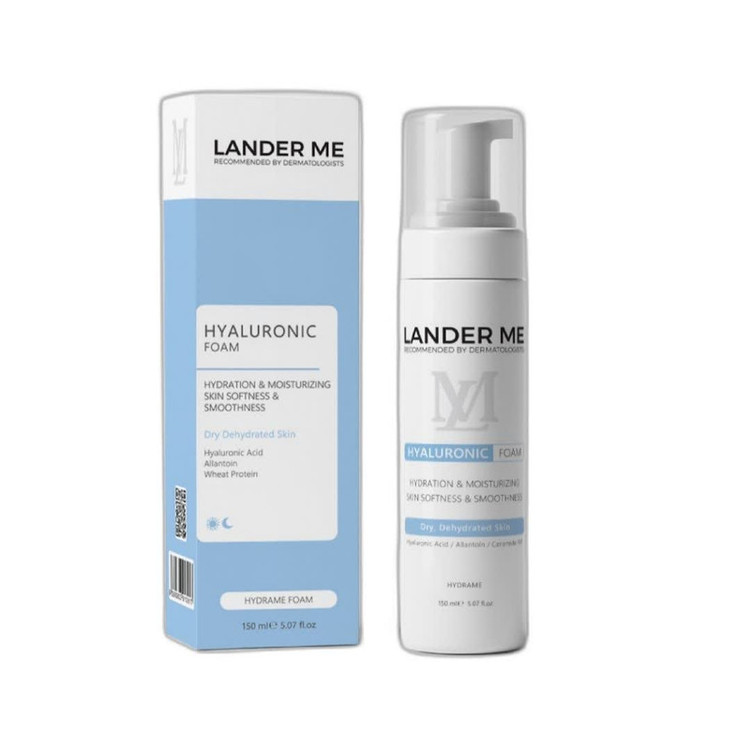 فوم شستشو صورت لندرمی مدل HYALURONIC مناسب پوست خشک حجم 150 میلی لیتر
