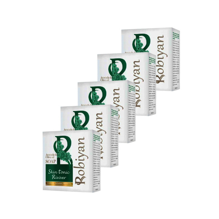 صابون شستشو لایهبردار روبیان مدل آووکادو و روغن زیتون مناسب برای پوست حساس وزن 100 گرم مجموعه 5 عددی