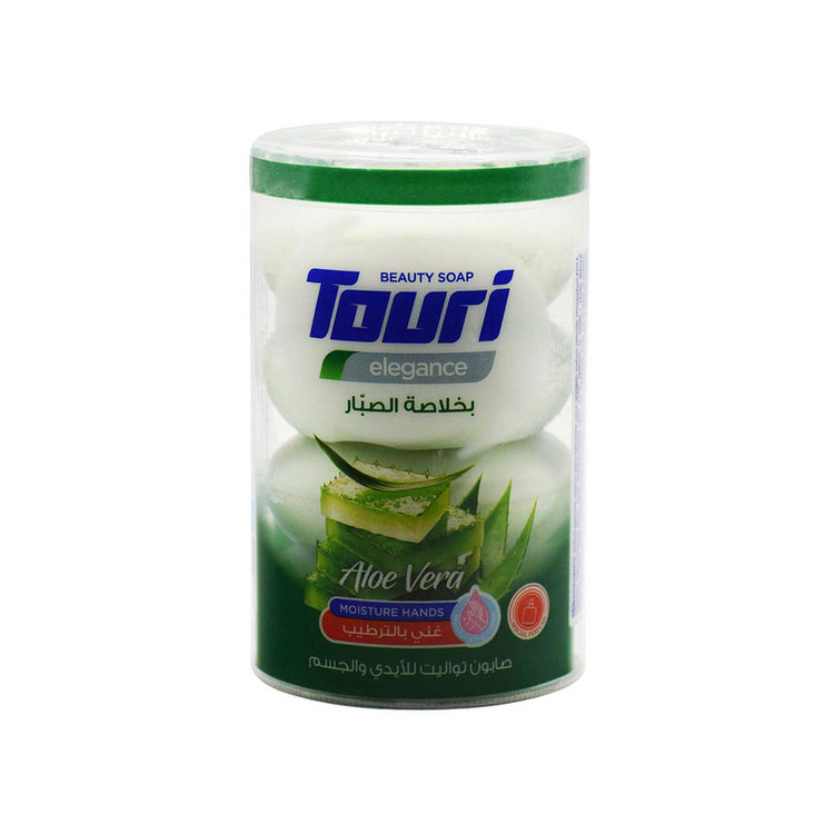 صابون شستشو مرطوبکننده بدن توری مدل آلوئهورا مناسب برای پوست معمولی وزن 100 گرم بسته 4 عددی
