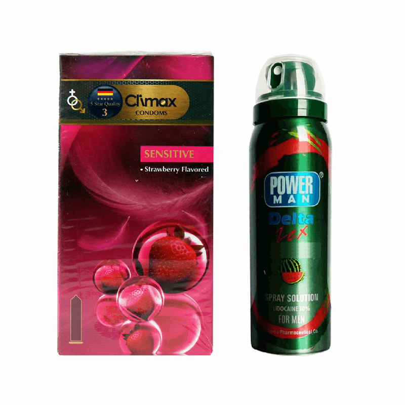 کاندوم فارکس مدل Sensitive 3 بسته 12 عددی به همراه اسپری پاورمن مدل Watermelon وزن 60 گرم