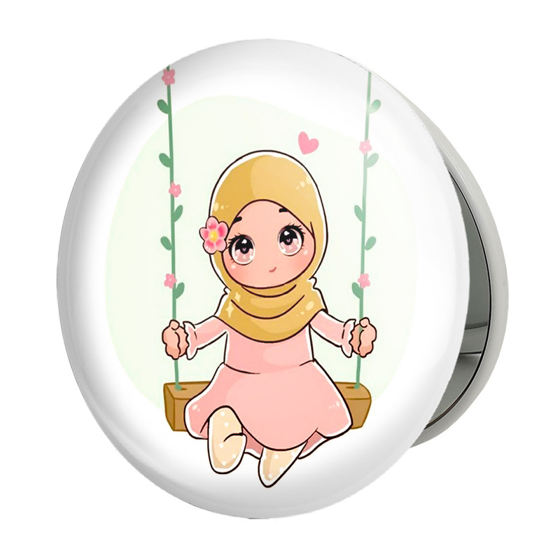 آینه جیبی خندالو طرح دخترانه باحجاب مدل تاشو کد 25987