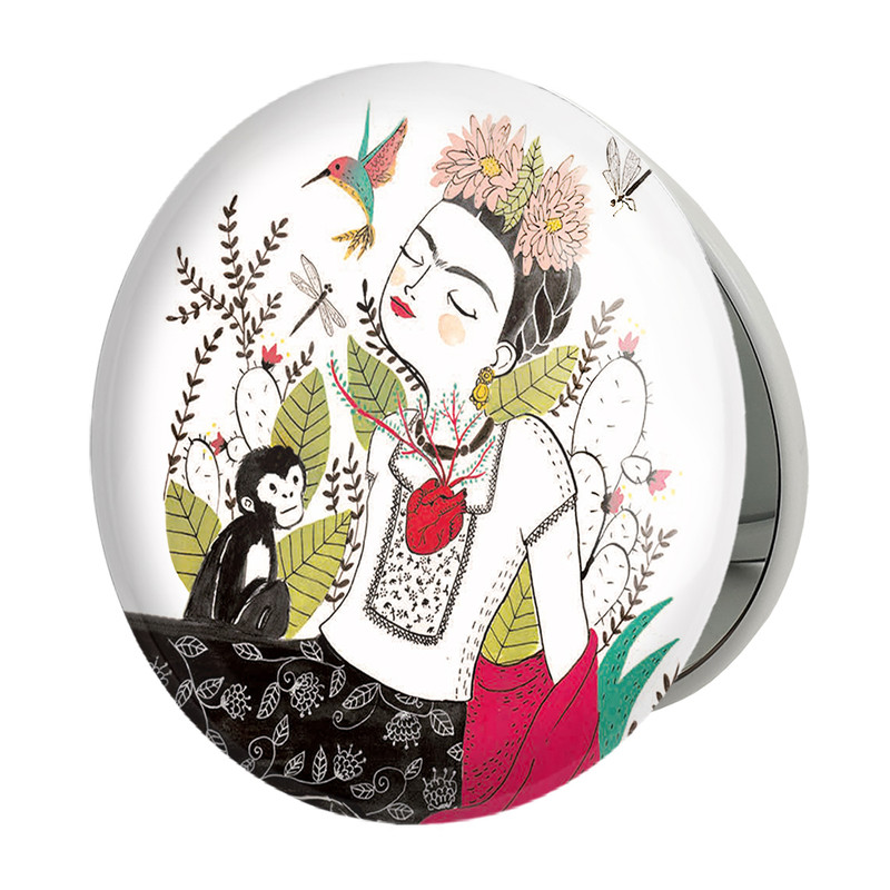 آینه جیبی خندالو طرح فریدا کالو Frida Kahlo مدل تاشو کد 3723