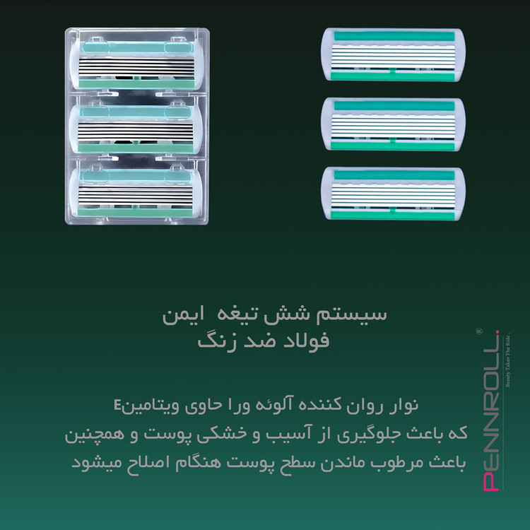 تیغ یدک پنرول مدل PRCL - Razor Refills 6 X3 بسته 3 عددی