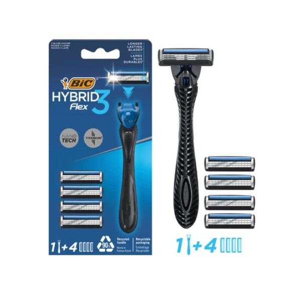 خود تراش بیک مدل Hybrid 3 Flex به همراه تیغ یدک بسته 8 عددی