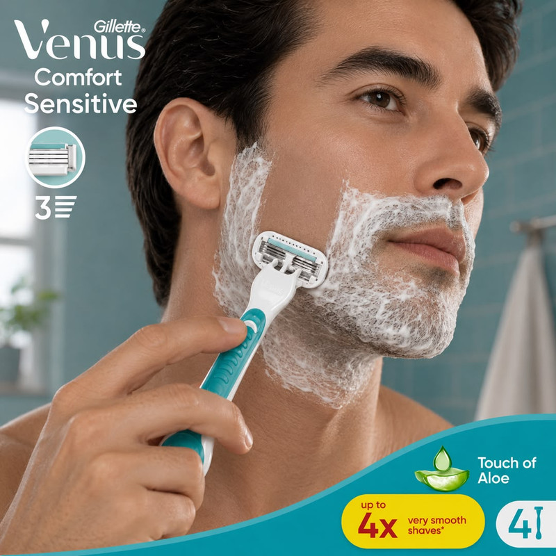 خودتراش ژیلت مدل Venus Comfort Sensitive بسته 4 عددی