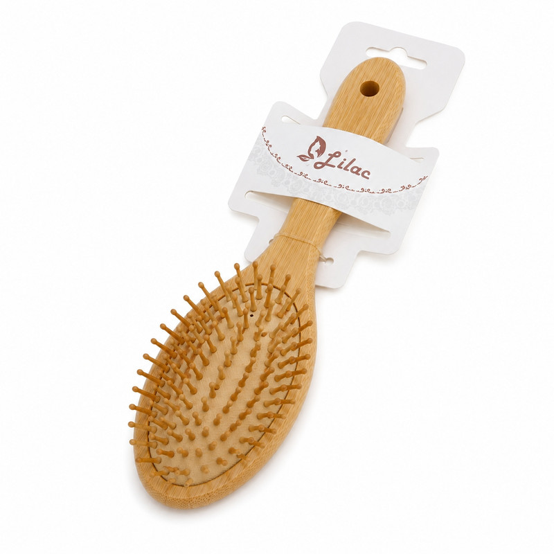 برس مو تخت لیلاک مدل Bamboo Oval با دندانههای چوبی