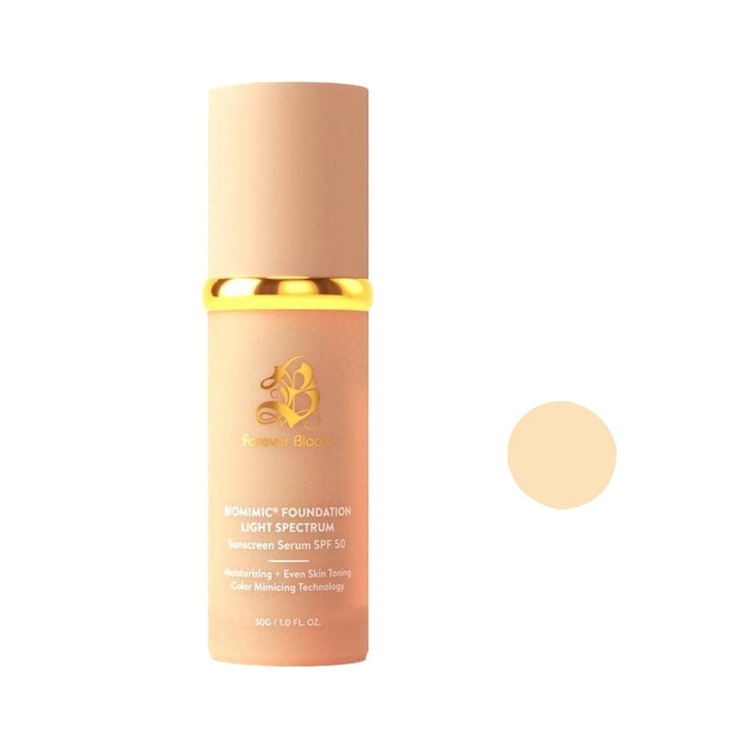 فاندیشن بایومیمیک رنگی مایع SPF 50 فوراور بلوم مدل 4in1 شماره 01 مناسب برای انواع پوست حجم 30 میلی‌لیتر