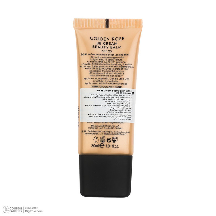 کرم پودر BB مایع SPF 25 گلدن رس مدل Beauty Balm شماره 02 مناسب برای انواع پوست حجم 30 میلیلیتر