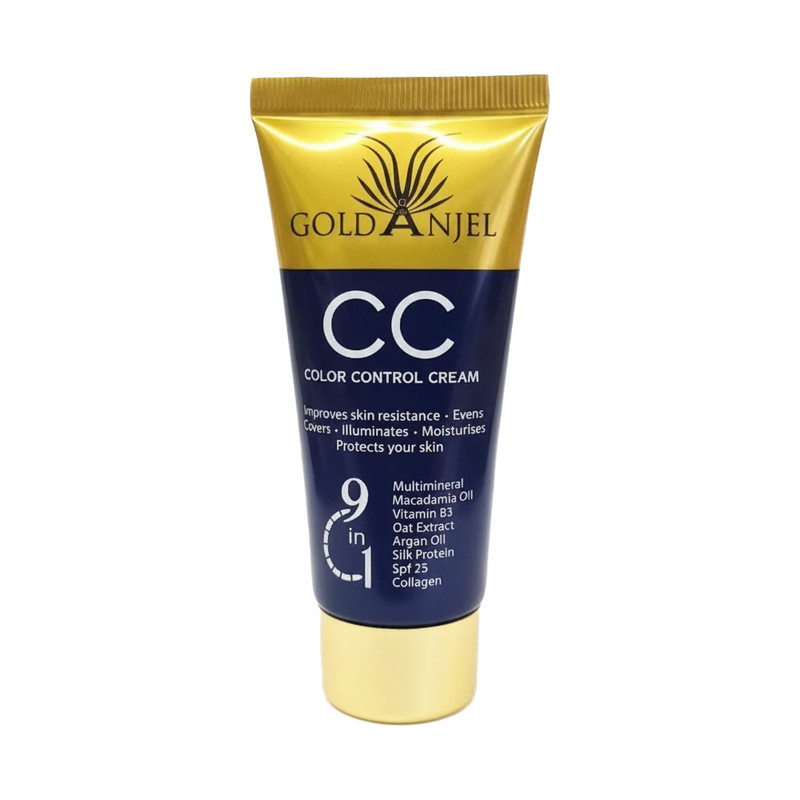 کرم پودر CC مایع SPF 25 گلد آنجل مدل Color Control شماره 02 مناسب برای انواع پوست حجم 60 میلیلیتر