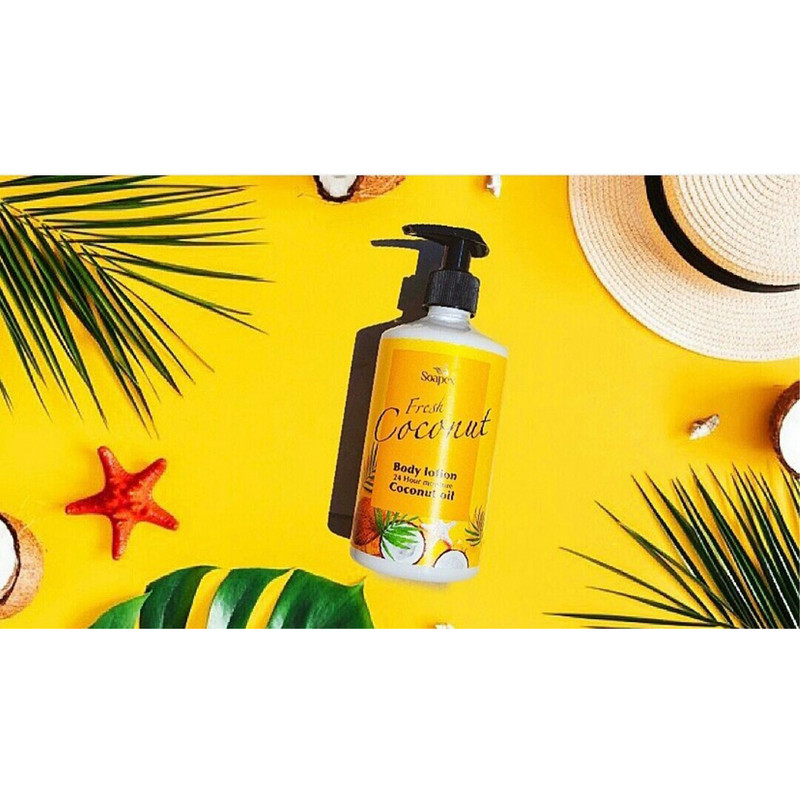 لوسیون بدن سوپکس مدل Coconut oil با روغن نارگیل، مرطوبکننده و ترمیمکننده با حجم 350 میلیلیتر مجموعه 3 عددی