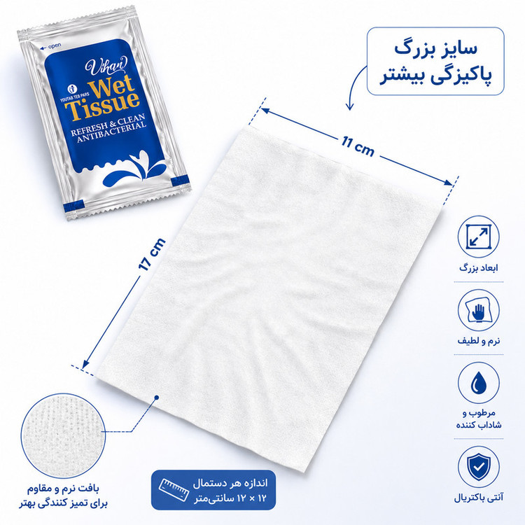 دستمال مرطوب ویهان مدل AntiBacterial- 40 بسته 40 عددی