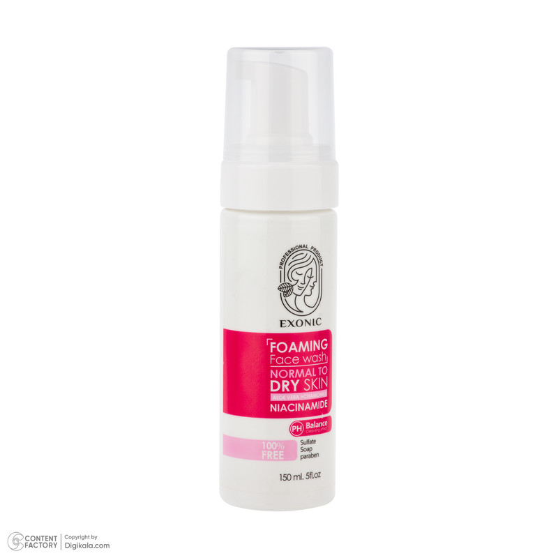 فوم شستوشوی صورت اگزانیک مدل NIACINAMIDE مناسب برای پوست نرمال و خشک حجم 150 میلی لیتر