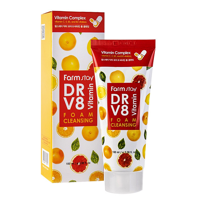 فوم شستشو صورت فارم استی مدل DR.V8 VITAMIN حجم 100میلی لیتر